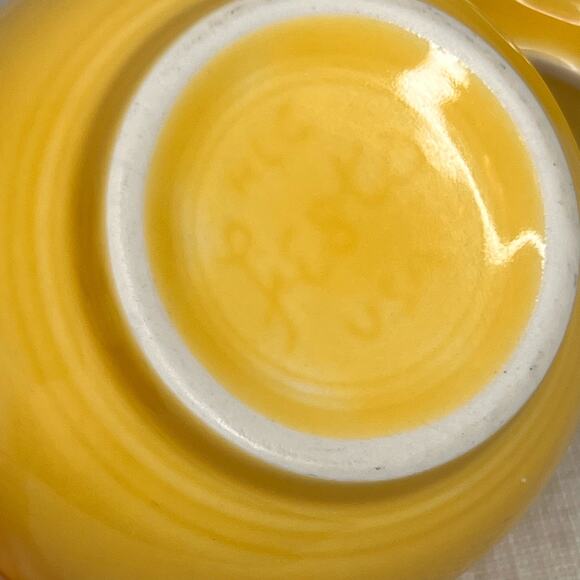 Fiestaware Pair Sunflower Yellow Tea Cups Homer Laughlin Fiesta Ceramic 7 3/4 Oz - Picture 6 of 9